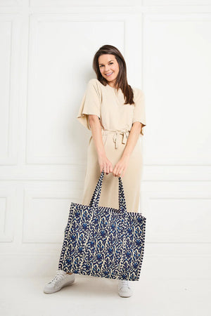 Elie Beaumont Serendipity Indigo Ikat Cotton Tote
