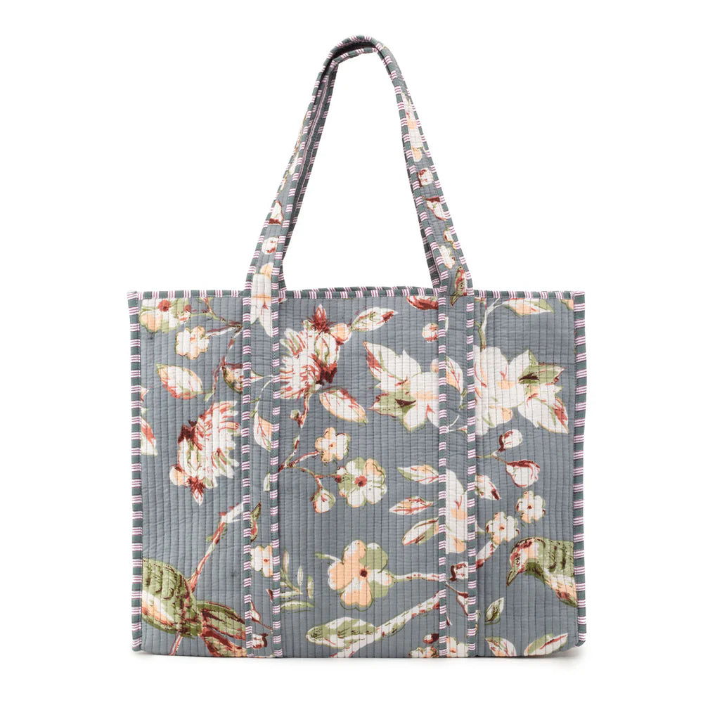 Elie Beamont Serendipity Grey Meadow Cotton Tote