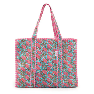 Elie Beamont Serendipity Blue Peony Cotton Tote