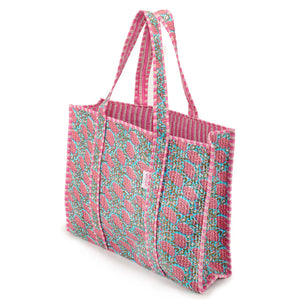 Elie Beamont Serendipity Blue Peony Cotton Tote