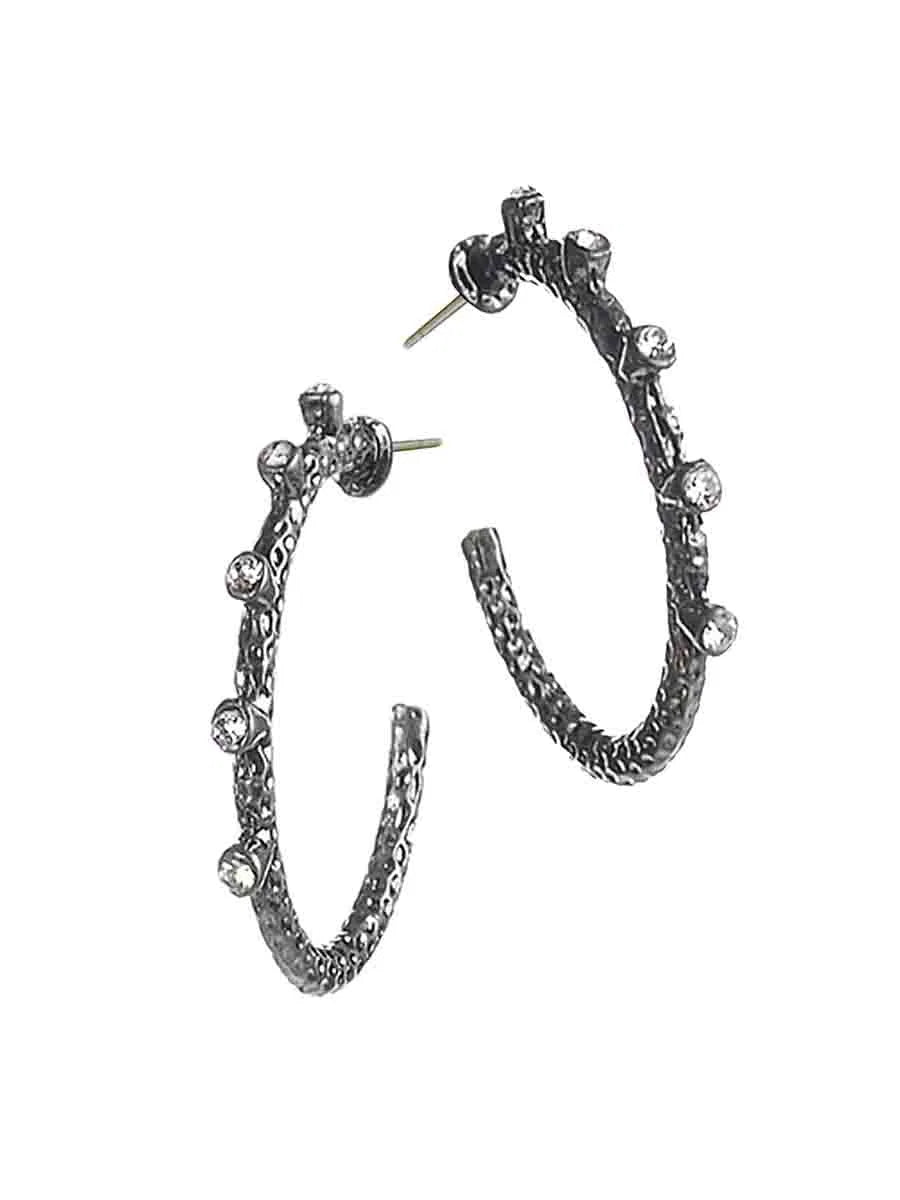 Hot Tomato Gunmetal Textured Hoop