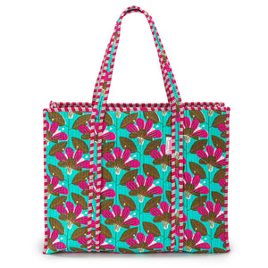 Elie Beaumont Serendipity Turquoise Blossom Cotton Tote