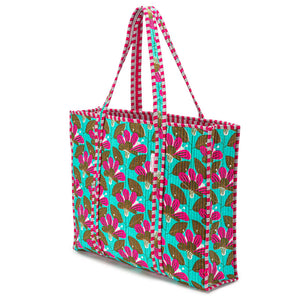 Elie Beaumont Serendipity Turquoise Blossom Cotton Tote