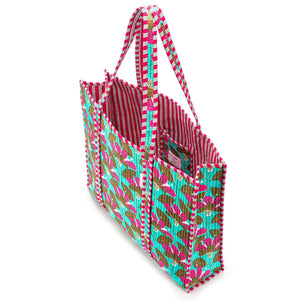 Elie Beaumont Serendipity Turquoise Blossom Cotton Tote