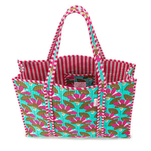 Elie Beaumont Serendipity Turquoise Blossom Cotton Tote