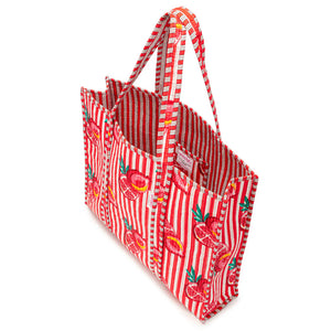 Elie Beaumont Serendipity Pink Pomegranate Cotton Tote