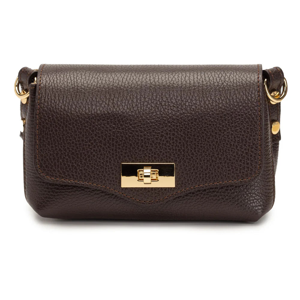 Elie Beaumont Twist Cross Body Chocolate Bag