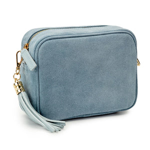 Elie Beaumont Crossbody Powder Blue Suede Handbag