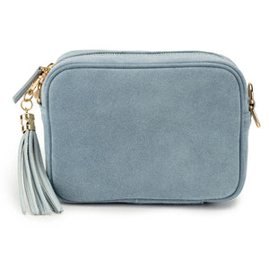 Elie Beaumont Crossbody Powder Blue Suede Handbag