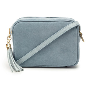 Elie Beaumont Crossbody Powder Blue Suede Handbag