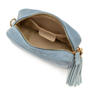 Elie Beaumont Crossbody Powder Blue Suede Handbag