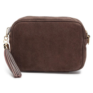 Elie Beaumont Crossbody Suede Dark Brown Handbag