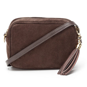 Elie Beaumont Crossbody Suede Dark Brown Handbag