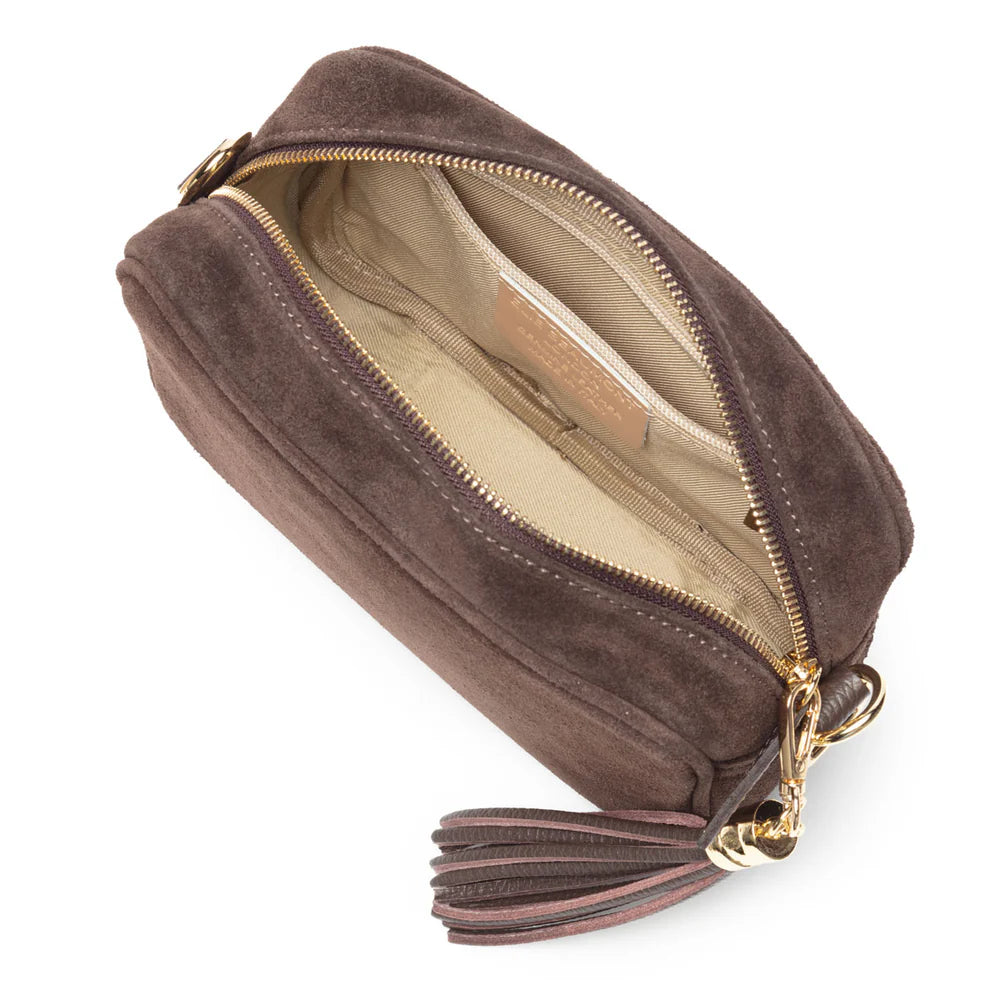 Elie Beaumont Crossbody Suede Dark Brown Handbag