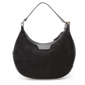 Elie Beaumont Shoulder Crescent Suede Black Handbag