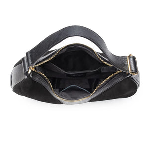 Elie Beaumont Shoulder Crescent Suede Black Handbag