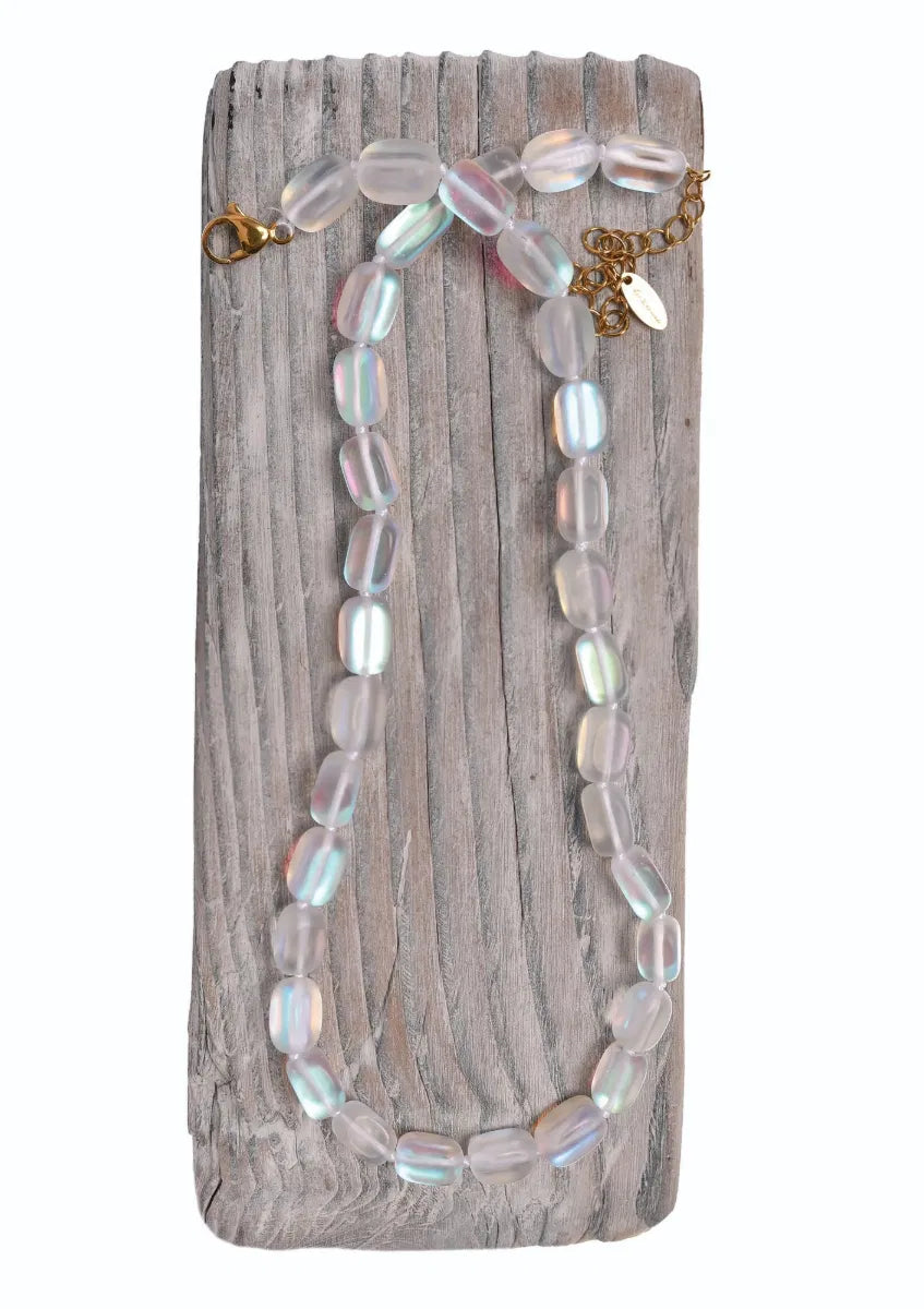 Hot Tomato Iridescent White Sea Siren Necklace