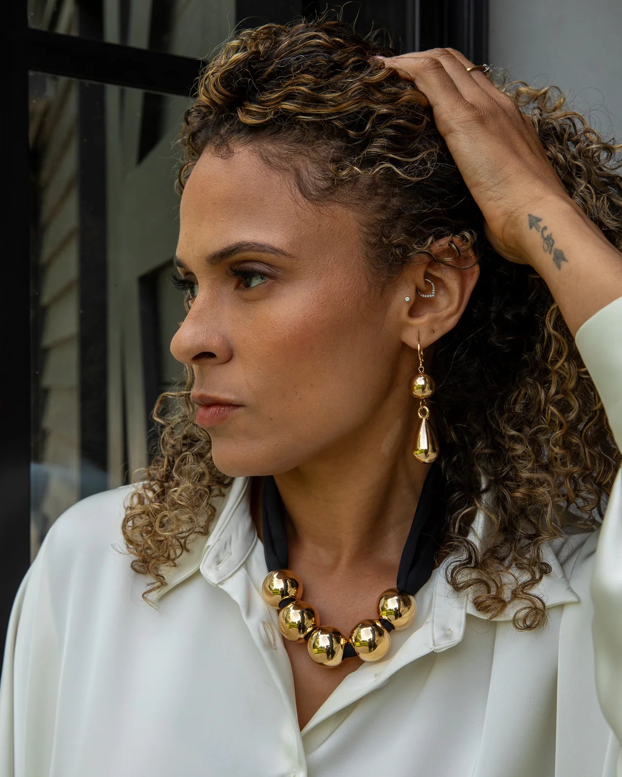 Chalk Sandhurst Tear Drop Gold Earrings