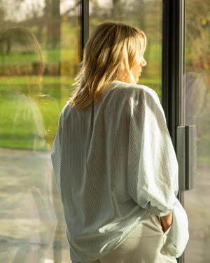 Chalk Scarlett Blue & Ecru Stripe Shirt