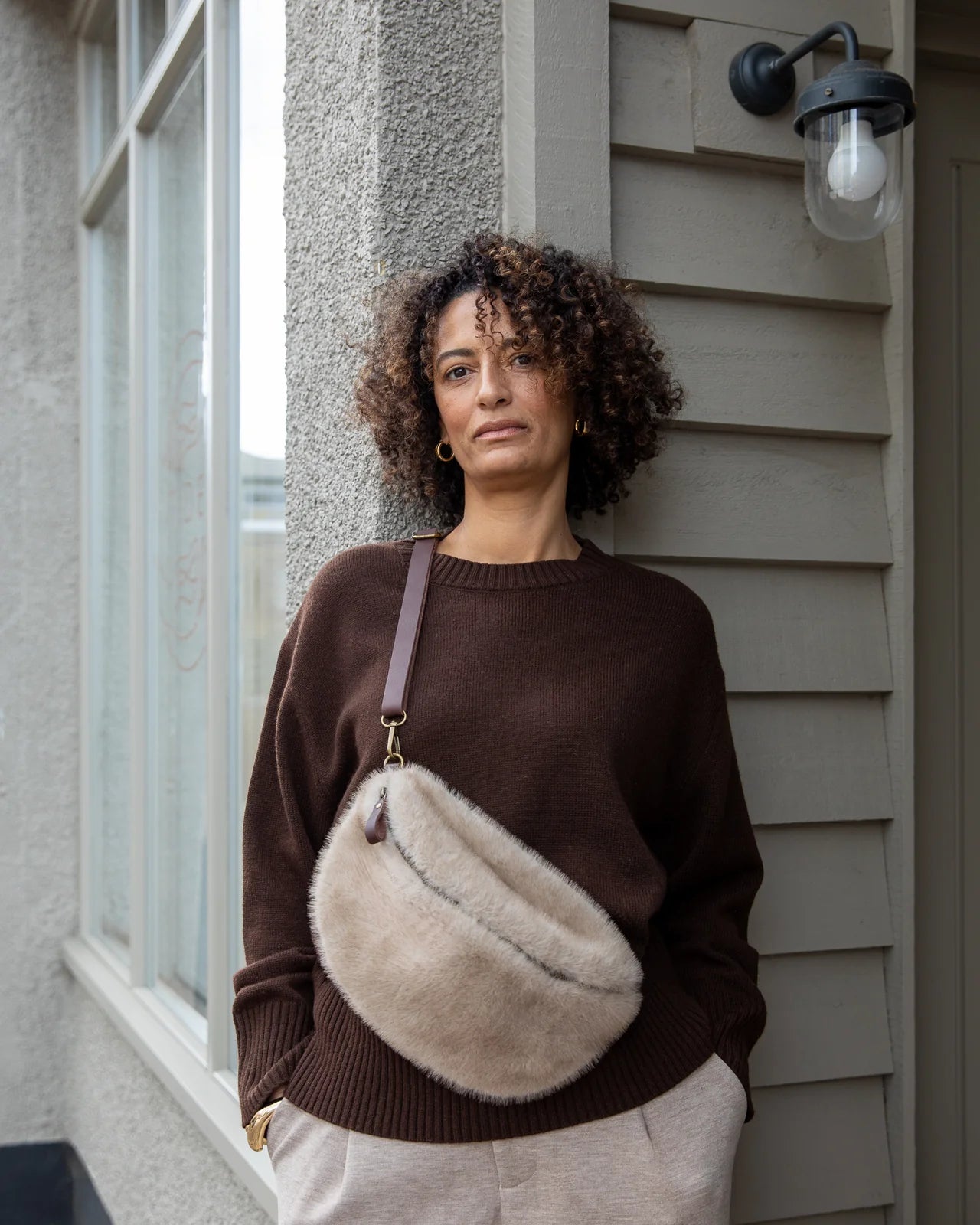 Chalk Fulham Faux Fur Swing Bag