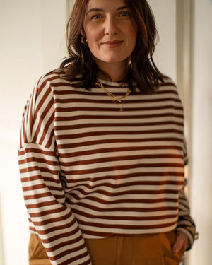 Chalk Rebecca Tobacco & Ecru Stripe Top