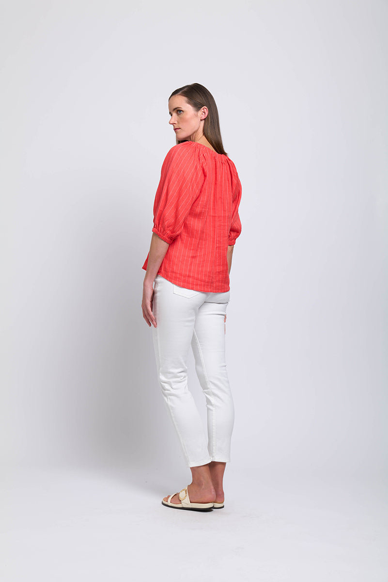 Foil Turn Up The Volume Top Papaya Stripe Size