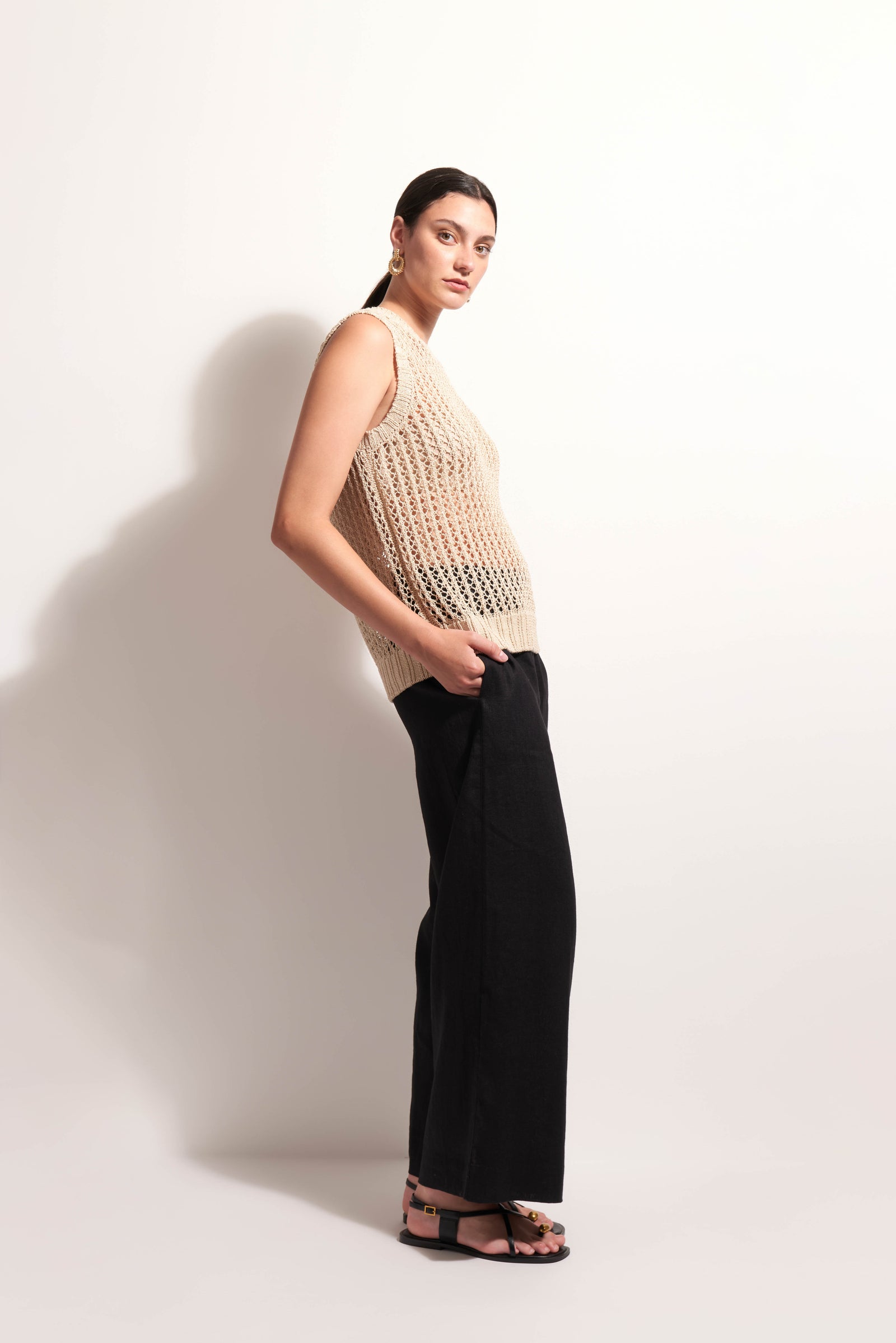 Foil Holey Chic Ecru Tank