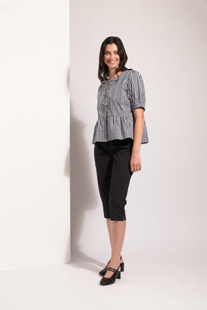 Foil My Tie Black Check Top