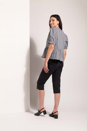 Foil My Tie Black Check Top