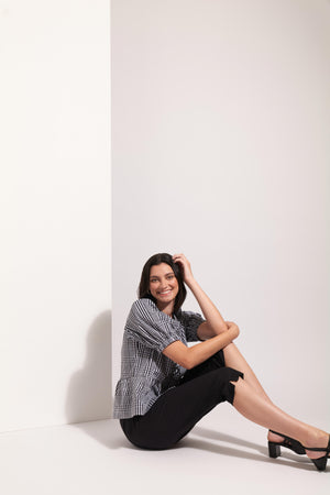 Foil My Tie Black Check Top