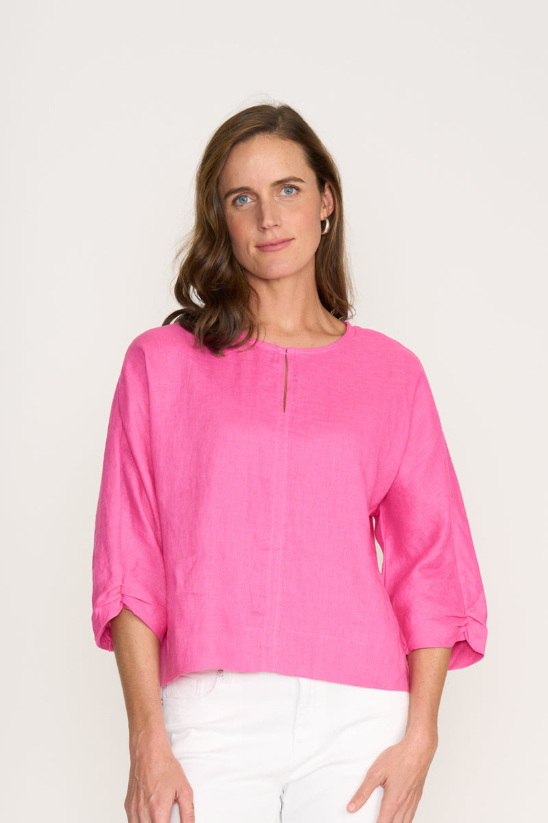 Foil Plot Twist Hot Pink Top