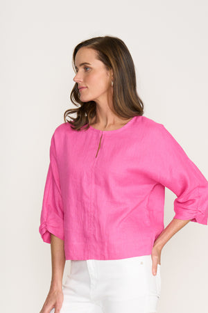 Foil Plot Twist Hot Pink Top