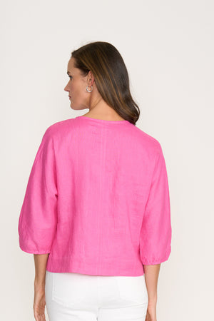 Foil Plot Twist Hot Pink Top