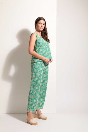 Foil Juicy Details Green Flower Pant