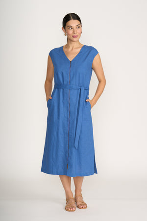 Foil You Little Zipper Savoy Blue Dress