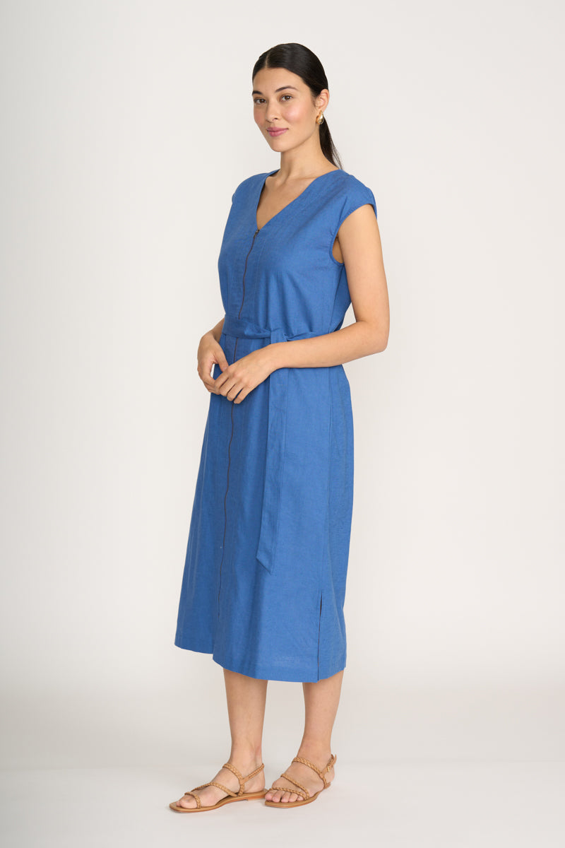 Foil You Little Zipper Savoy Blue Dress