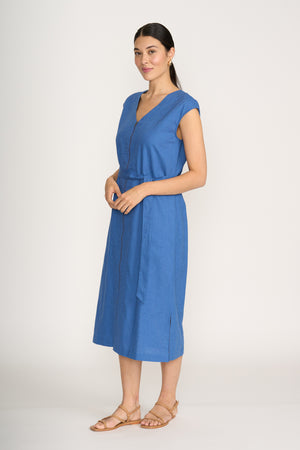 Foil You Little Zipper Savoy Blue Dress