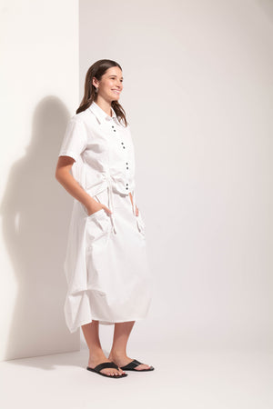 Foil In Tucks White Skirt