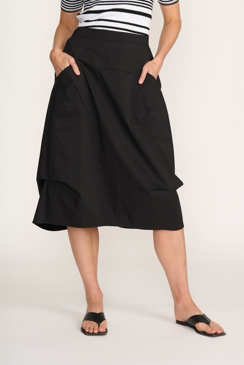 Foil In Tucks Black Skirt