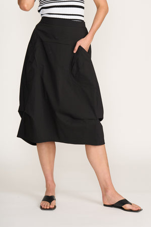 Foil In Tucks Black Skirt