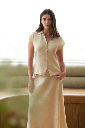 Foil Natural Blender Shell Sandshell Shirt Top