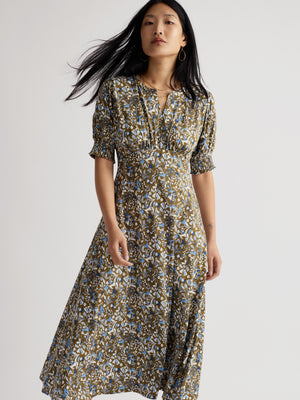 Seasalt Woodland Floral Seagrass Fenil Empire Line Midi Dress