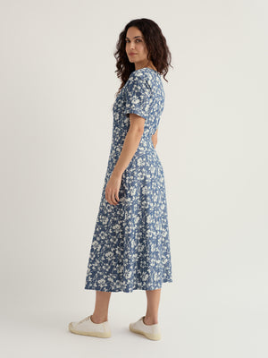 Seasalt Mallow Vine Indigo Fox Path Printed Chambray Dress