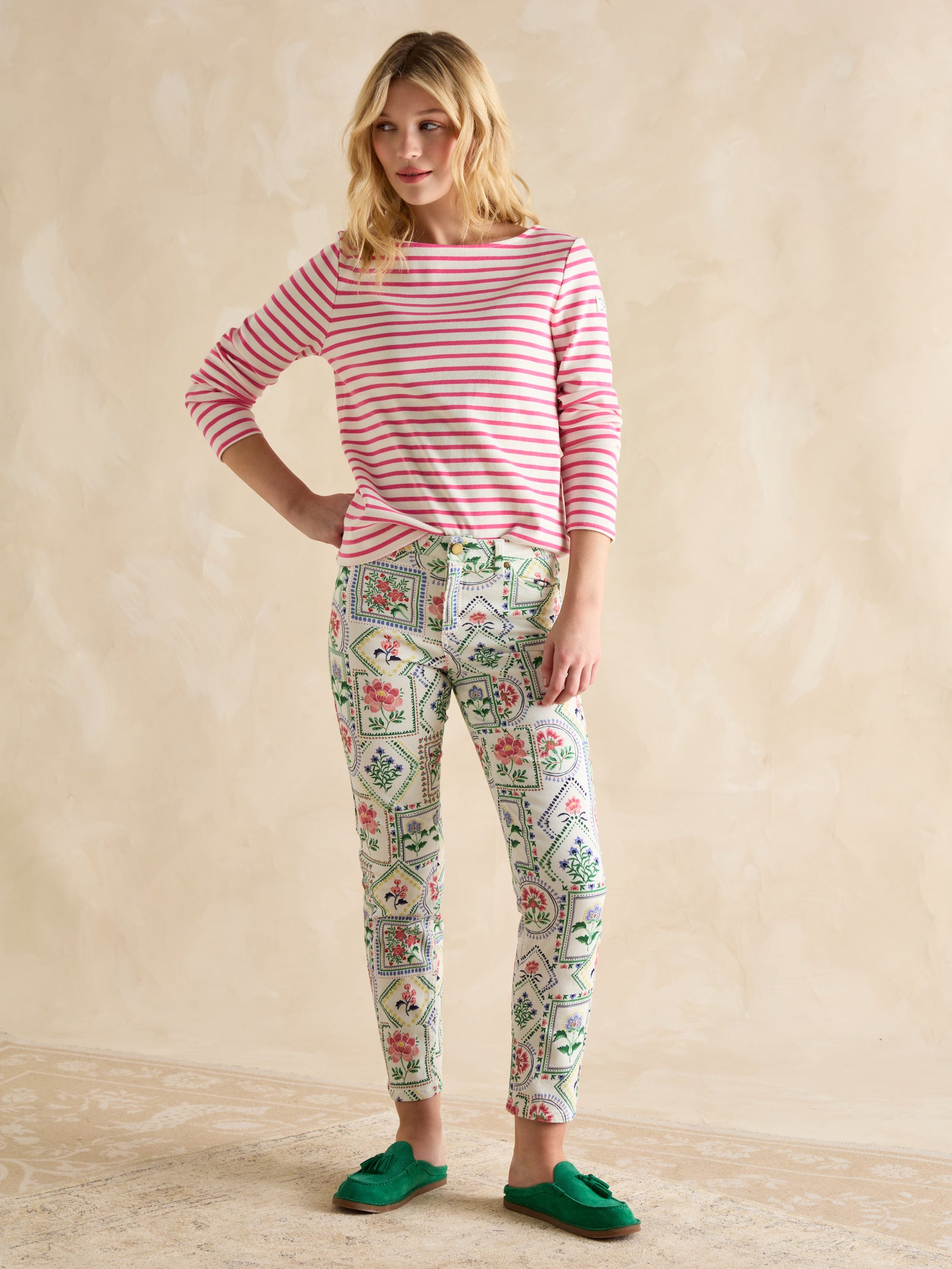 Joules Harbour Pink/White Boat Neck Breton Top