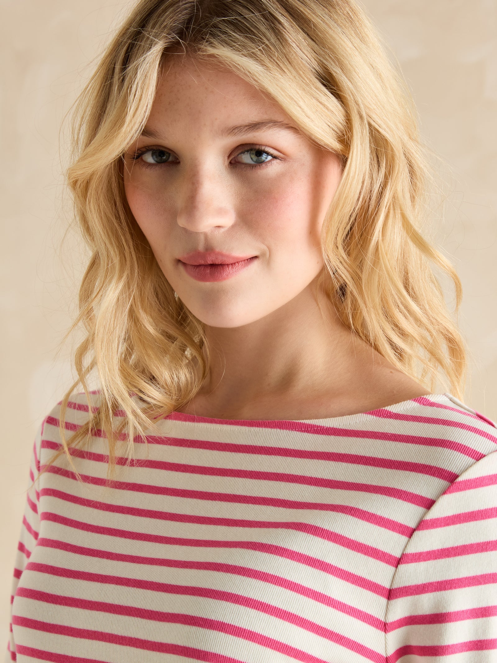 Joules Harbour Pink/White Boat Neck Breton Top