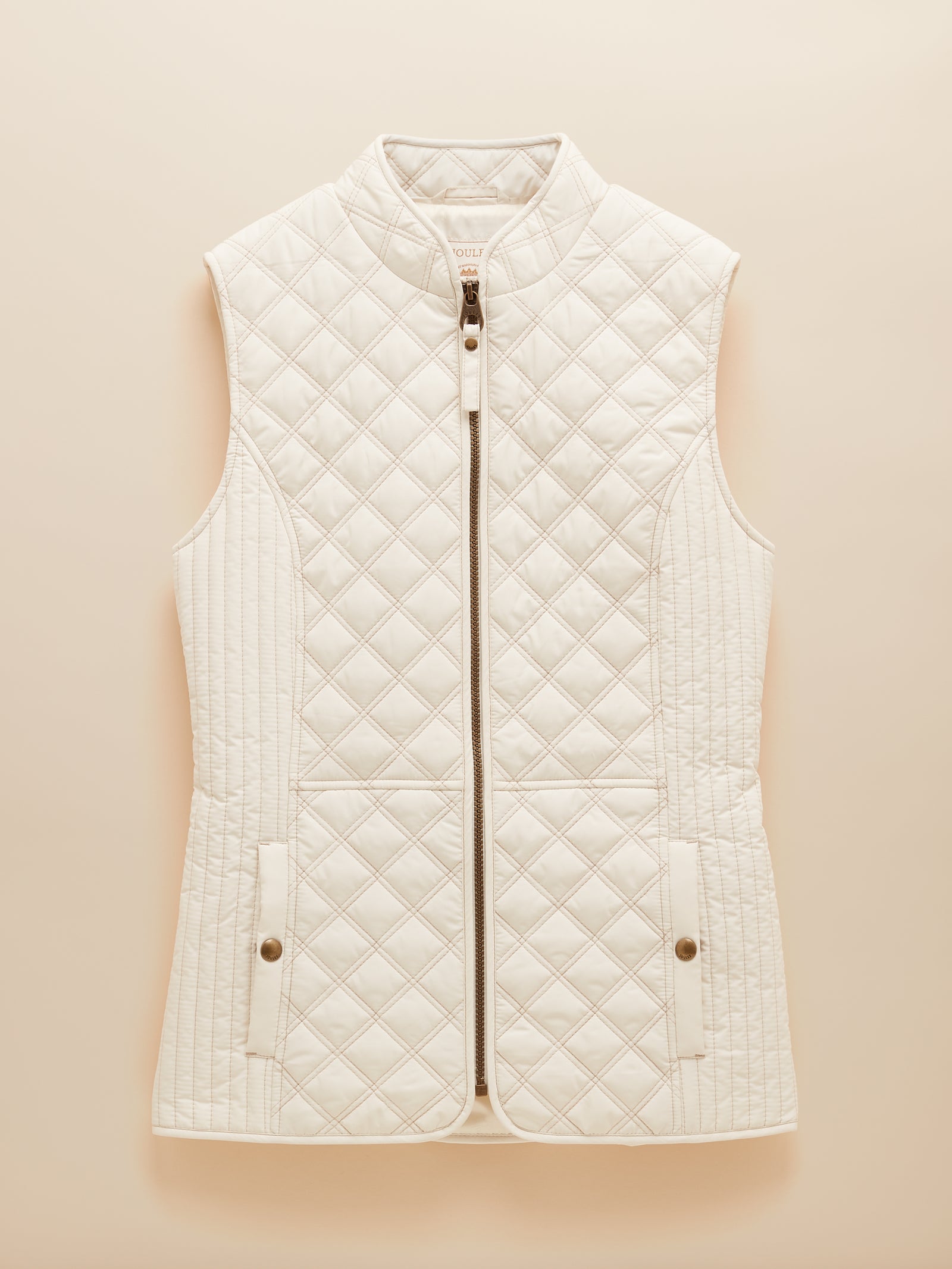 Joules Minx Cream Showerproof Diamond Quilted Gilet with Adjustable Waist