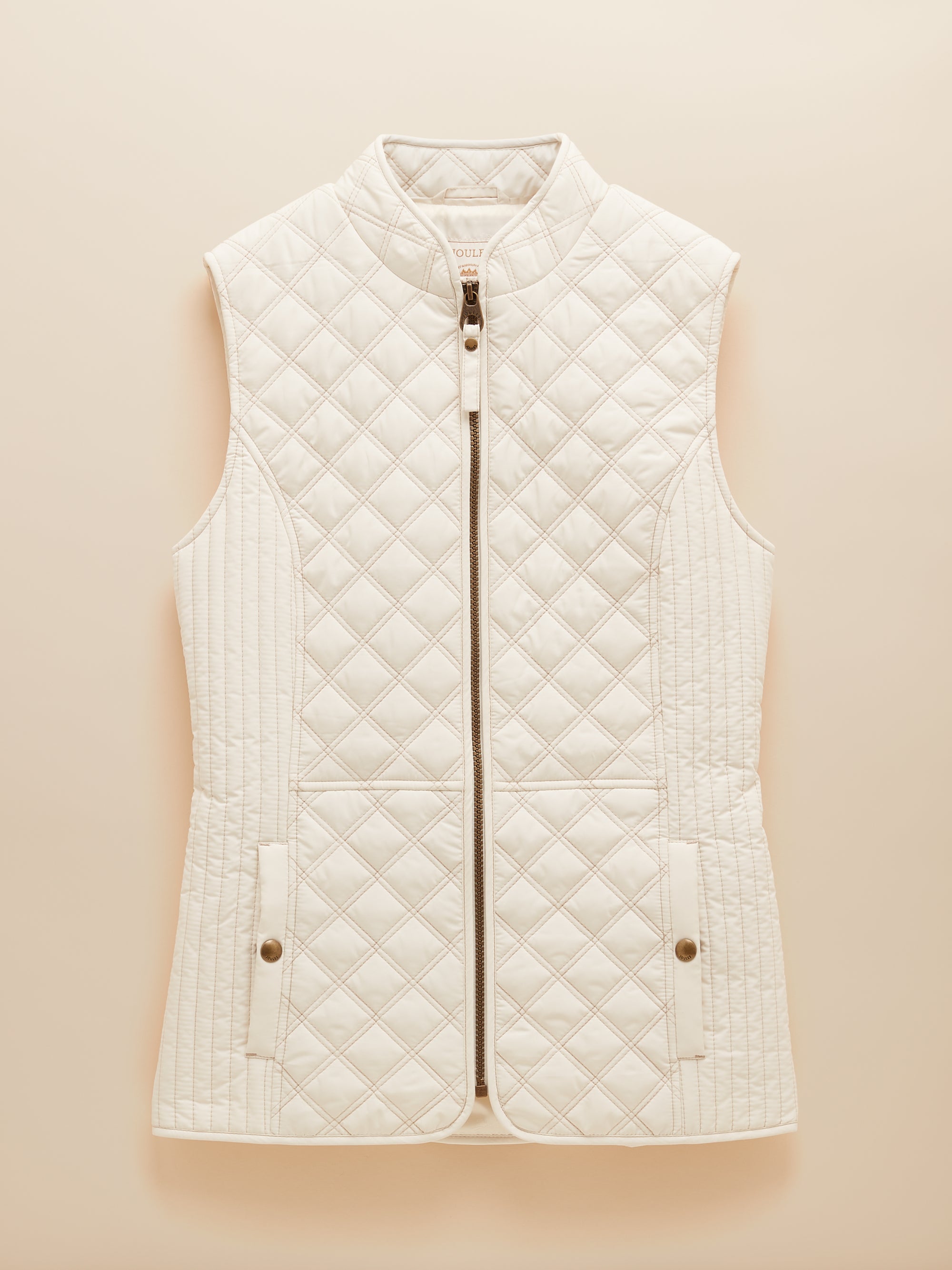 Joules Minx Cream Showerproof Diamond Quilted Gilet with Adjustable Waist