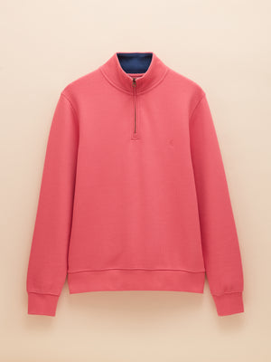 Joules Alistair Pink Quarter Zip Cotton Sweatshirt