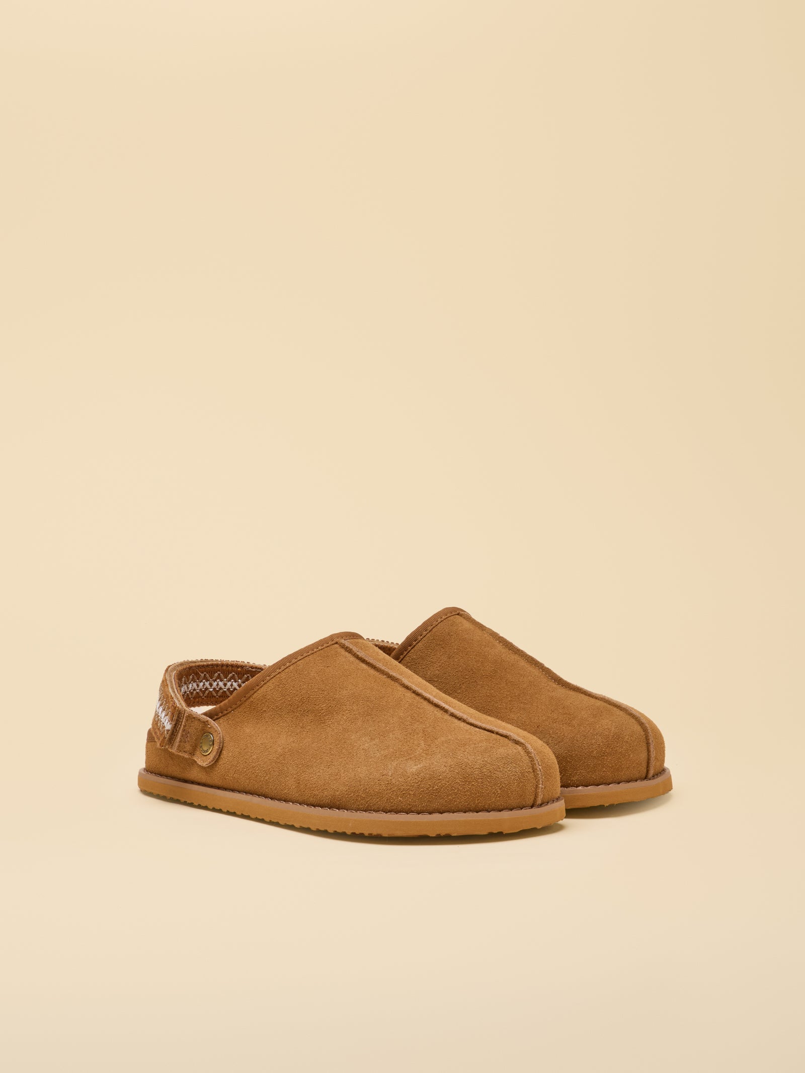 Joules Chestnut Brown Suede Faux Fur Lined House Clogs