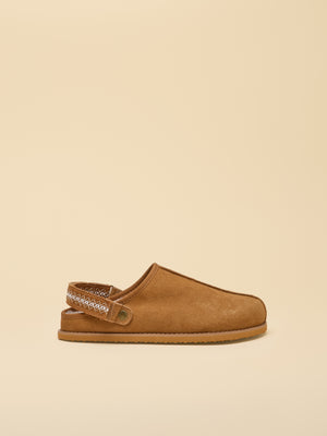 Joules Chestnut Brown Suede Faux Fur Lined House Clogs